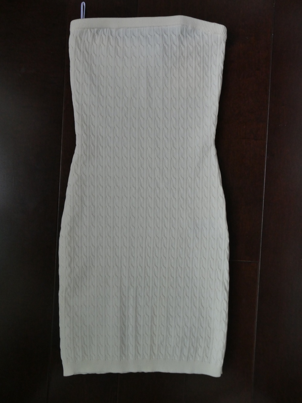 Bershka NWT White Textured Knit Strapless Midi Dress Size S